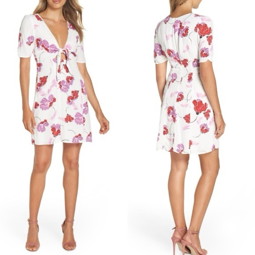 Bardot White Pink Floral Mini Dress